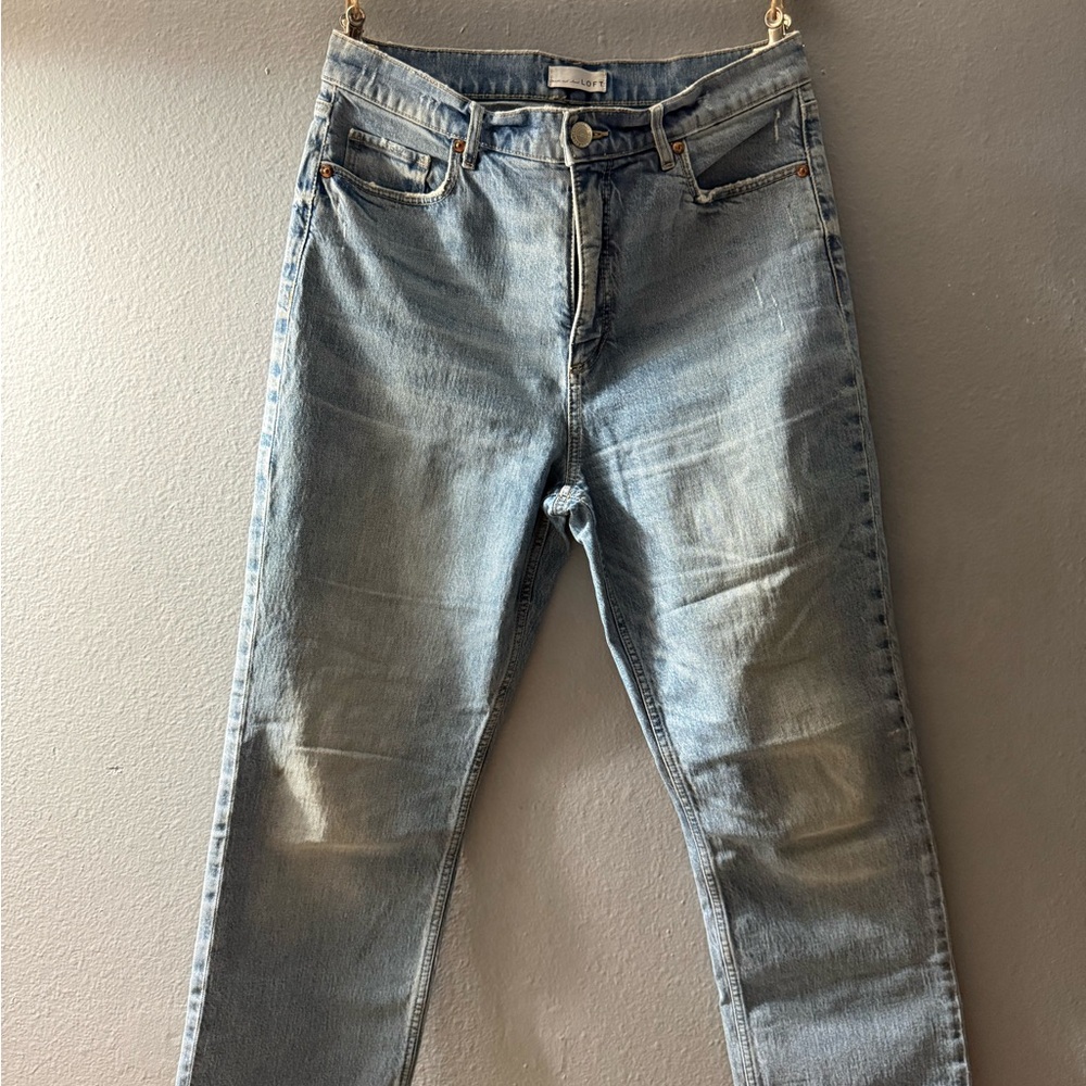 LOFT womens Light Wash Slim Straight Jeans